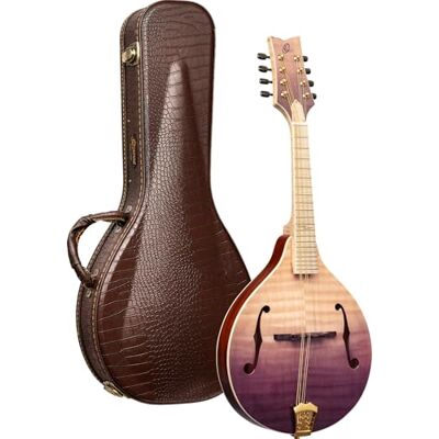 Ortega Guitars Ortega Mandoline im A-Stil, Oberseite aus massivem geflammtem Ahorn, mit Deluxe-Etui, transparentes violettes Verblassen (RMA200PF) Ortega Guitars Ortega Mandoline im A-Stil, Oberseite aus massivem geflammtem Ahorn, mit Deluxe-Etui, transparentes violettes Verblassen (RMA200PF)
