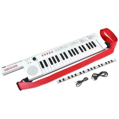 Bontempi Elektronisches Keytar mit 37 Tasten mit 4 Sounds 4 Rhythmen 10 Vorab Aufgenommene Lieder Okon-Funktion Lautstärkeregler USB Typ-C Akkuladung Tragegurt Notenzeile 550x112x40 mm Bontempi Elektronisches Keytar mit 37 Tasten mit 4 Sounds 4 Rhythmen 10 Vorab Aufgenommene Lieder Okon-Funktion Lautstärkeregler USB Typ-C Akkuladung Tragegurt Notenzeile 550x112x40 mm