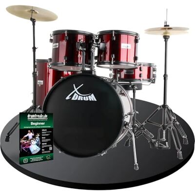 XDrum Rookie 22" Standard Schlagzeug Komplettset Ruby Red inkl. Schule 5-teilige, schwarze, doppelstrebige Hardware:, Snareständer, Kesselgrößen: 22" BD, 16" TT, 14 SN, Bass Drum: 22" x 18 XDrum Rookie 22" Standard Schlagzeug Komplettset Ruby Red inkl. Schule 5-teilige, schwarze, doppelstrebige Hardware:, Snareständer, Kesselgrößen: 22" BD, 16" TT, 14 SN, Bass Drum: 22" x 18