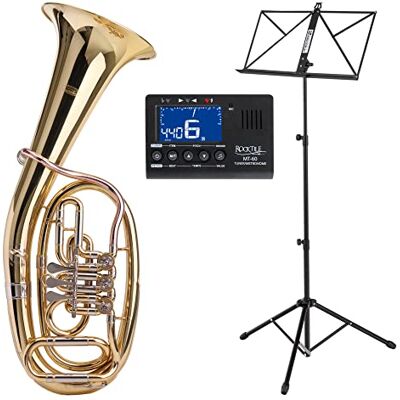 Classic Cantabile TH-38 Tenorhorn Set (Bb-Stimmung, Korpus: Messing, Außenzüge: Neusilber, 3 Drehventile) mit Koffer, Mundstück, Stimmgerät/Metronom und Notenständer Classic Cantabile TH-38 Tenorhorn Set (Bb-Stimmung, Korpus: Messing, Außenzüge: Neusilber, 3 Drehventile) mit Koffer, Mundstück, Stimmgerät/Metronom und Notenständer