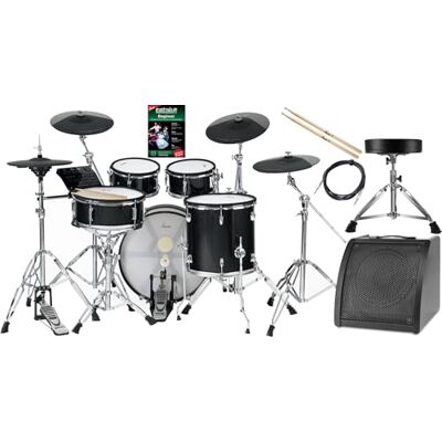 XDrum DD-670 Mesh E-Drum Kit elektronisches Schlagzeug mit echter HiHat Pads aus Holz mit Mesh Heads 720 Sounds inklusive Hardware, Hocker, Monitor, Kabel und Sticks Black Sparkle XDrum DD-670 Mesh E-Drum Kit elektronisches Schlagzeug mit echter HiHat Pads aus Holz mit Mesh Heads 720 Sounds inklusive Hardware, Hocker, Monitor, Kabel und Sticks Black Sparkle