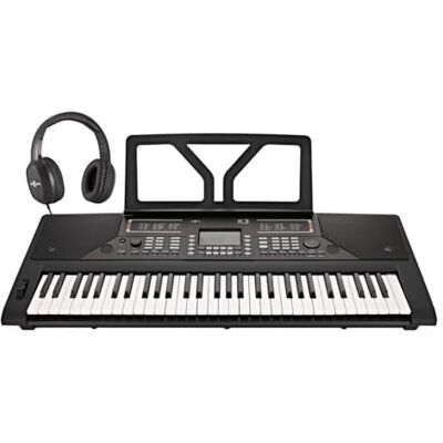Gear4Music K3 Keyboard mit 61 Tasten von , Bundle mit Kopfhörer 61 anschlagdynamische Tasten mit 64-facher Polyphonie, über 400 Stimmen und 200 Rhythmen, Aufnahme, 8W-Lautsprecher Gear4Music K3 Keyboard mit 61 Tasten von , Bundle mit Kopfhörer 61 anschlagdynamische Tasten mit 64-facher Polyphonie, über 400 Stimmen und 200 Rhythmen, Aufnahme, 8W-Lautsprecher