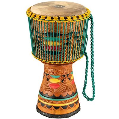 Meinl Percussion 12" Artisan Edition Tongo Carved Djembe, Coloured Carving Meinl Percussion 12" Artisan Edition Tongo Carved Djembe, Coloured Carving