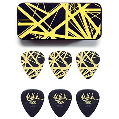 Dunlop Plektrum Eddie Van Halen, VHII, Schachtel aus Metall mit 6 Stück, Gelb Dunlop Plektrum Eddie Van Halen, VHII, Schachtel aus Metall mit 6 Stück, Gelb