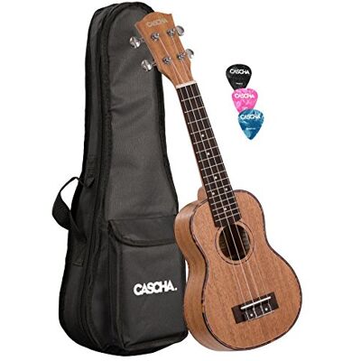 CASCHA HH 2026 premium soprano ukulele with bag and plectrums CASCHA HH 2026 premium soprano ukulele with bag and plectrums