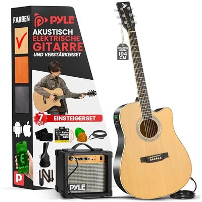 Pyle Elektroakustik Gitarre 4/4 Komplettset für Anfänger – Westerngitarre mit Tonabnehmer, 10W Verstärker, Tasche, Stimmgerät, Gurt & Ersatzsaiten – Akustik E-Gitarre Reisegitarre Pyle Elektroakustik Gitarre 4/4 Komplettset für Anfänger – Westerngitarre mit Tonabnehmer, 10W Verstärker, Tasche, Stimmgerät, Gurt & Ersatzsaiten – Akustik E-Gitarre Reisegitarre