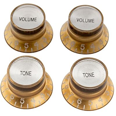Musiclily Pro Linkshänder Metrisch Potiknopfe Top Hat Knobs 2T2V Set Gold 2 Volume 2 Tone, 18 Splines, für Epi LP SG Style E-Gitarre Musiclily Pro Linkshänder Metrisch Potiknopfe Top Hat Knobs 2T2V Set Gold 2 Volume 2 Tone, 18 Splines, für Epi LP SG Style E-Gitarre