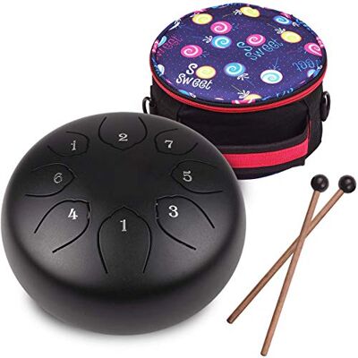 Musfunny Steel Tongue Drum Zungentrommel : 6 Zoll 8 Noten C-Dur Handpan Instrument Stahlzungentrommel Schlaginstrument für Geburtstagsgeschenk Klangheilung Yoga Meditation (Schwarz) Musfunny Steel Tongue Drum Zungentrommel : 6 Zoll 8 Noten C-Dur Handpan Instrument Stahlzungentrommel Schlaginstrument für Geburtstagsgeschenk Klangheilung Yoga Meditation (Schwarz)