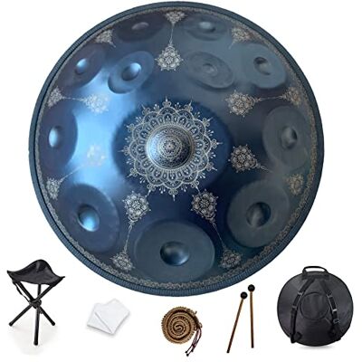 BQWJJCP 12 Noten 22 Zoll Handpan, d-Moll 432 Hz Stahl Trommel Percussion Instrument, Mandala Musical Performance Handmade Healing Musikinstrument Geschenk Blau BQWJJCP 12 Noten 22 Zoll Handpan, d-Moll 432 Hz Stahl Trommel Percussion Instrument, Mandala Musical Performance Handmade Healing Musikinstrument Geschenk Blau