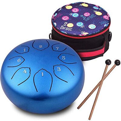 Musfunny Steel Tongue Drum Zungentrommel : 6 Zoll 8 Noten C-Dur Handpan Instrument Stahlzungentrommel Schlaginstrument für Geburtstagsgeschenk Klangheilung Yoga Meditation(6 zoll Blau) Musfunny Steel Tongue Drum Zungentrommel : 6 Zoll 8 Noten C-Dur Handpan Instrument Stahlzungentrommel Schlaginstrument für Geburtstagsgeschenk Klangheilung Yoga Meditation(6 zoll Blau)