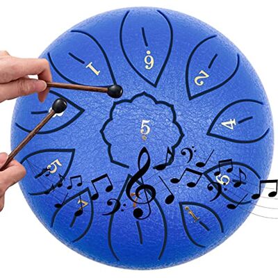 TANRONGGANG-SHOP 6 Zoll Ungentrommel 11 Töne Mini Percussion Instrument Handtrommeln Instrumentenset Für Musikalische Meditation Bildung Konzert Yoga Anfänger Erwachsene Kinder,Blue TANRONGGANG-SHOP 6 Zoll Ungentrommel 11 Töne Mini Percussion Instrument Handtrommeln Instrumentenset Für Musikalische Meditation Bildung Konzert Yoga Anfänger Erwachsene Kinder,Blue