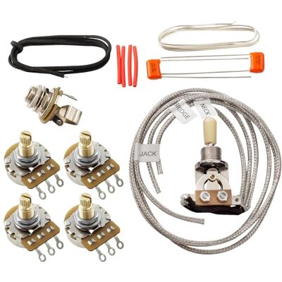 Musiclily Pro LP STD Vintage 50s und Modern 60s DIY Wiring Kit 3 Wege Kippschalter 500K Potis Kabelbaum Verdrahtungs-Kit mit Jack für Epiphone LP Style E-Gitarre Musiclily Pro LP STD Vintage 50s und Modern 60s DIY Wiring Kit 3 Wege Kippschalter 500K Potis Kabelbaum Verdrahtungs-Kit mit Jack für Epiphone LP Style E-Gitarre