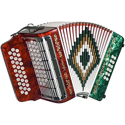 SofiaMari SM3112 Akkordeon-Paket: 31 Tasten, 12 Bass, diatonisches Akkordeon mit Etui und Riemen (Sol/GCF, rote und grüne Perle) SofiaMari SM3112 Akkordeon-Paket: 31 Tasten, 12 Bass, diatonisches Akkordeon mit Etui und Riemen (Sol/GCF, rote und grüne Perle)