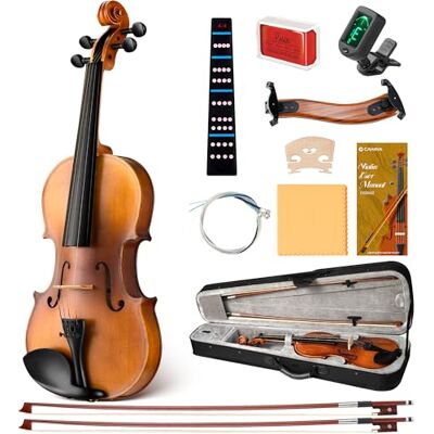 CAHAYA Massivholz Violine 4/4 Matt Handgefertigt: Geigen-Set für Anfänger Erwachsene Schüler und 12-jährige Kinder Massivholzgeige mit Geigenkasten Schulterstütze Stimmgerät Kolofonium CAHAYA Massivholz Violine 4/4 Matt Handgefertigt: Geigen-Set für Anfänger Erwachsene Schüler und 12-jährige Kinder Massivholzgeige mit Geigenkasten Schulterstütze Stimmgerät Kolofonium
