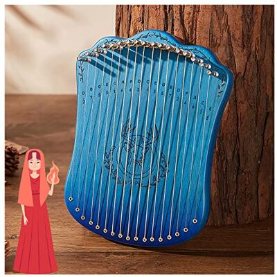 LVJMOB Metall Mahagoni Leier Harfe, Lyre Instrument Tragbare Harfe Instrument Mahagoni mit Stimmschlüssel und Tragetasche, Lyre Harfe für Kinder/Anfänger/Erwachsene Soundboard Blue LVJMOB Metall Mahagoni Leier Harfe, Lyre Instrument Tragbare Harfe Instrument Mahagoni mit Stimmschlüssel und Tragetasche, Lyre Harfe für Kinder/Anfänger/Erwachsene Soundboard Blue