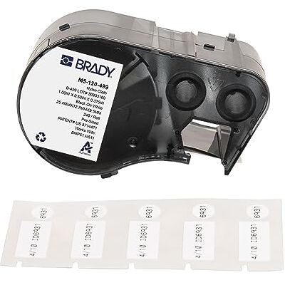Brady Nylongewebe-Vorgefertigte Etiketten für Etikettendrucker BMP51/BMP53/M511-240 Klebeetiketten Schwarz auf Weiß (25,40 mm (B) x 12,70 mm (H) x 9,53 mm (∅)) M5-120-499 Brady Nylongewebe-Vorgefertigte Etiketten für Etikettendrucker BMP51/BMP53/M511-240 Klebeetiketten Schwarz auf Weiß (25,40 mm (B) x 12,70 mm (H) x 9,53 mm (∅)) M5-120-499