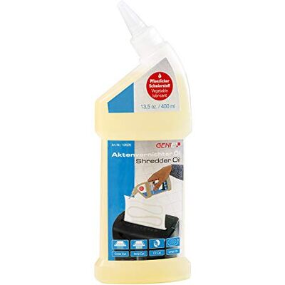 GENIE Aktenvernichter Öl (400 ml), zum Reinigen und Schmieren & Pflegekit (Ölpapier für Aktenvernichter, geeignet für sämtliche Schnittarten, Geräte, Hersteller) 1er Pack GENIE Aktenvernichter Öl (400 ml), zum Reinigen und Schmieren & Pflegekit (Ölpapier für Aktenvernichter, geeignet für sämtliche Schnittarten, Geräte, Hersteller) 1er Pack