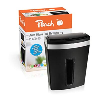 Peach Mikroschnitt Aktenvernichter P5-90 Blatt Schredder 20 Liter/250 DIN A4-3 x 10 mm Partikelgröße (P-5) Autofeed Dauerbetrieb 10 min/über 400 Blatt PS600-10A Aktenschredder Peach Mikroschnitt Aktenvernichter P5-90 Blatt Schredder 20 Liter/250 DIN A4-3 x 10 mm Partikelgröße (P-5) Autofeed Dauerbetrieb 10 min/über 400 Blatt PS600-10A Aktenschredder
