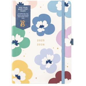 Busy B Mid-Year Busy Life Planner von August 2025 bis August 2026 Blumen Taschenformat Wochenansicht A5 Planer mit Stifthalter, elastischem Verschluss und Einschubfächern Busy B Mid-Year Busy Life Planner von August 2025 bis August 2026 Blumen Taschenformat Wochenansicht A5 Planer mit Stifthalter, elastischem Verschluss und Einschubfächern