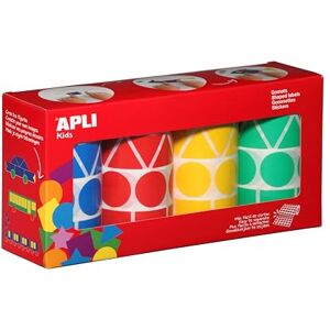 APLI Kids Runde Farbaufkleber, 4 Rollen sortiment XL Surtido Gelb, Blau, Rot und Grün APLI Kids Runde Farbaufkleber, 4 Rollen sortiment XL Surtido Gelb, Blau, Rot und Grün