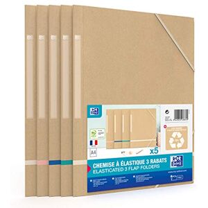 Oxford Touareg 5 Hüllen aus Karton, 3 elastische Klappen, A4, Umschlag aus recyceltem Papier, Beige & farblich sortierte Bänder Oxford Touareg 5 Hüllen aus Karton, 3 elastische Klappen, A4, Umschlag aus recyceltem Papier, Beige & farblich sortierte Bänder