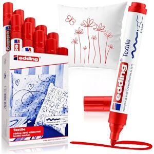 edding 4500 Textilmarker rot 10 Stück Rundspitze 2-3 mm Textilstifte waschmaschinenfest (60 °C) zum Stoff bemalen Stoffmalstift edding 4500 Textilmarker rot 10 Stück Rundspitze 2-3 mm Textilstifte waschmaschinenfest (60 °C) zum Stoff bemalen Stoffmalstift