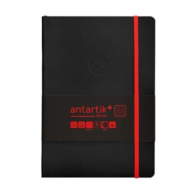 Antartik Notizheft mit Gummiband, weißer Deckel, A5 Blatt, kariert, schwarz und rot, 80 Blatt, 80 g, FSC Antartik Notizheft mit Gummiband, weißer Deckel, A5 Blatt, kariert, schwarz und rot, 80 Blatt, 80 g, FSC