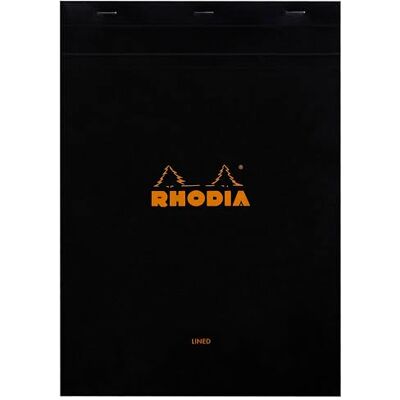 Rhodia 186009C Notizblock / Schreibblock geheftet dotPad No.18 DIN A4 21x29,7cm, 80 Blätter liniert 80g, abtrennbar und mikroperforiert, mit Kartonrücken, Schwarz, 1 Stück Rhodia 186009C Notizblock / Schreibblock geheftet dotPad No.18 DIN A4 21x29,7cm, 80 Blätter liniert 80g, abtrennbar und mikroperforiert, mit Kartonrücken, Schwarz, 1 Stück