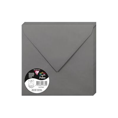 Clairefontaine 5783C Packung mit 20 Umschläge Pollen, 16,5x16,5cm, 120g, ideal für Ihre Einladungen und Korrespondenz, Metallgrau, 1 Pack Clairefontaine 5783C Packung mit 20 Umschläge Pollen, 16,5x16,5cm, 120g, ideal für Ihre Einladungen und Korrespondenz, Metallgrau, 1 Pack