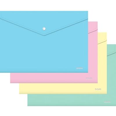 DOHE A4 Kunststoffordner mit Knopfverschluss (20 Stk.) Dokumententaschen, 4 Farben, 33,5x23,5 cm, Polypropylen Lederoptik 200 Mikron Bürobedarf DOHE A4 Kunststoffordner mit Knopfverschluss (20 Stk.) Dokumententaschen, 4 Farben, 33,5x23,5 cm, Polypropylen Lederoptik 200 Mikron Bürobedarf