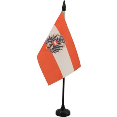 AZ FLAG 10er-Set Tischflaggen Österreich mit Adler 15x10 cm Für innen Österreichische Tischflagge genähte Ausführung mit verstärkten Kanten mit Kunststoffstab und Kunststoffsockel AZ FLAG 10er-Set Tischflaggen Österreich mit Adler 15x10 cm Für innen Österreichische Tischflagge genähte Ausführung mit verstärkten Kanten mit Kunststoffstab und Kunststoffsockel