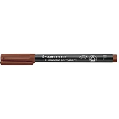 Staedtler Lumocolor 318 Permanent Universalstift – Braun, 10 Stück Wasserfest F 0,6 mm, wischfest auf Metall & Glas – Folienstift – Art.-Nr. 318-7 Staedtler Lumocolor 318 Permanent Universalstift – Braun, 10 Stück Wasserfest F 0,6 mm, wischfest auf Metall & Glas – Folienstift – Art.-Nr. 318-7