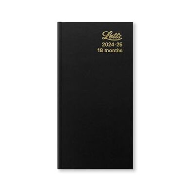 Letts of London Akademischer Kalender 2024/2025 Standard Slim Wochenansicht, 18 Monate, Schwarz Letts of London Akademischer Kalender 2024/2025 Standard Slim Wochenansicht, 18 Monate, Schwarz