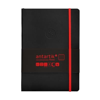 Antartik Notizheft mit Gummiband, weißer Deckel, A5 Blatt, gestreift, Schwarz und Rot, 80 Blatt, 80 g, FSC Antartik Notizheft mit Gummiband, weißer Deckel, A5 Blatt, gestreift, Schwarz und Rot, 80 Blatt, 80 g, FSC