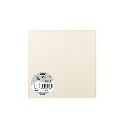 Clairefontaine 1186C Packung mit 25 Karten Pollen, 16x16cm, 210g, ideal für Einladungen und Korrespondenz, Weiß Perlmutt, 1 Pack Clairefontaine 1186C Packung mit 25 Karten Pollen, 16x16cm, 210g, ideal für Einladungen und Korrespondenz, Weiß Perlmutt, 1 Pack