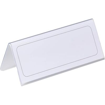 Durable Tischnamensschild 61/122 x 150 mm, transparent mit weißer Papiereinlage, 25 Stück, 805019 Durable Tischnamensschild 61/122 x 150 mm, transparent mit weißer Papiereinlage, 25 Stück, 805019