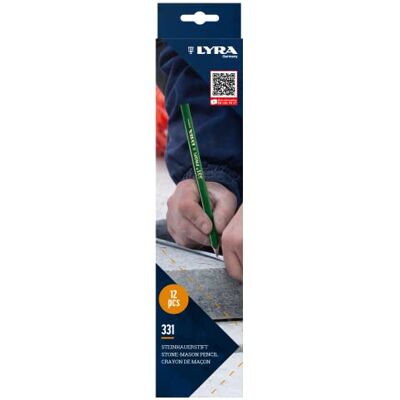 LYRA L4312101, Steinhauerstift 331® oval 24cm lang, Bleistift in Profi-Ausführung, ideal für Markierungen auf Stein/Beton, 12 Stück LYRA L4312101, Steinhauerstift 331® oval 24cm lang, Bleistift in Profi-Ausführung, ideal für Markierungen auf Stein/Beton, 12 Stück