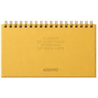 Additio Zeitloser Wochenplaner, Wochenplaner, 21 x 10 cm, 108 Seiten mit Notizen, Doppelspirale, 100 g Munken-Papier, Schreibtisch-Organizer, Ocker, Katalanisch Additio Zeitloser Wochenplaner, Wochenplaner, 21 x 10 cm, 108 Seiten mit Notizen, Doppelspirale, 100 g Munken-Papier, Schreibtisch-Organizer, Ocker, Katalanisch