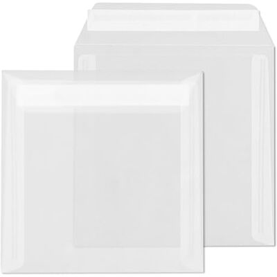 ÖKI Transparentkuvert quadratisch, 50 Stück, Briefumschlag mit Haftstreifen, 160x160mm, 100g, weiß klar ÖKI Transparentkuvert quadratisch, 50 Stück, Briefumschlag mit Haftstreifen, 160x160mm, 100g, weiß klar