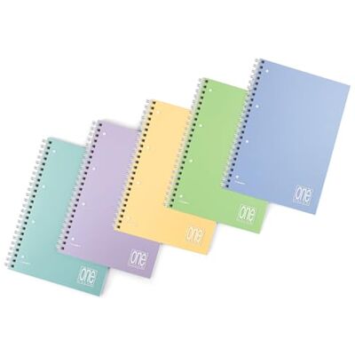 Blasetti One Color PASTELL-Spiralheft mit Ablagelöchern, Packung mit 6 Stück, Papier 80g, einfarbig waschbarer Plastikeinband Lineatur 5M (5mm Karos) Blasetti One Color PASTELL-Spiralheft mit Ablagelöchern, Packung mit 6 Stück, Papier 80g, einfarbig waschbarer Plastikeinband Lineatur 5M (5mm Karos)