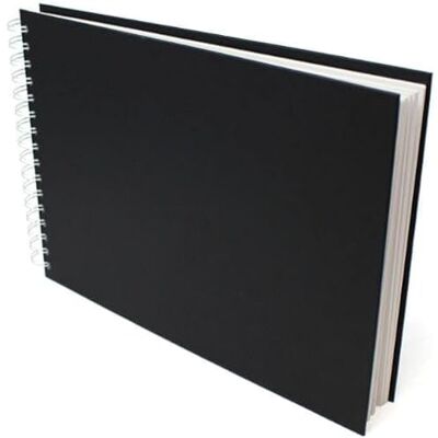 ARTWAY Studio Spiralgebundenes A3 Skizzenbuch Querformat 96 Seiten/48 Blätter aus 170 gsm Papier Schwarzes Skizzenbuch mit festem Einband, Schwarz ARTWAY Studio Spiralgebundenes A3 Skizzenbuch Querformat 96 Seiten/48 Blätter aus 170 gsm Papier Schwarzes Skizzenbuch mit festem Einband, Schwarz