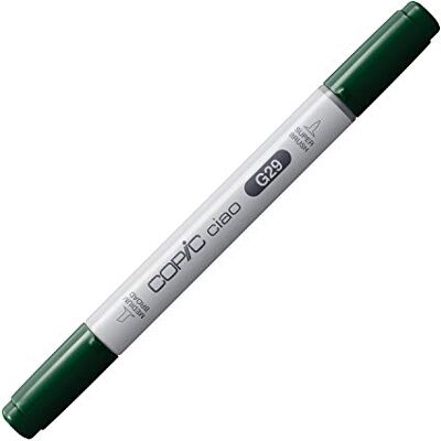 Copic Ciao Marker Typ G 29, Pine Tree Green, vielseitiger Layoutmarker, mit einer mittelbreiten und einer Brush-Spitze Copic Ciao Marker Typ G 29, Pine Tree Green, vielseitiger Layoutmarker, mit einer mittelbreiten und einer Brush-Spitze