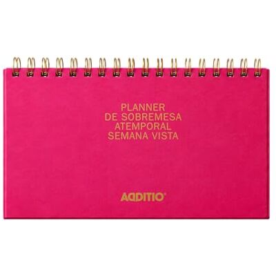 Additio Zeitloser Wochenplaner, Wochenplaner, 21 x 10 cm, 108 Seiten mit Notizen, Doppelspirale, 100 g Munkenpapier, Schreibtisch-Organizer, Rot, Spanisch Additio Zeitloser Wochenplaner, Wochenplaner, 21 x 10 cm, 108 Seiten mit Notizen, Doppelspirale, 100 g Munkenpapier, Schreibtisch-Organizer, Rot, Spanisch