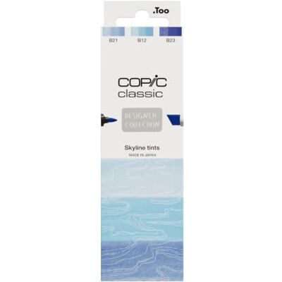 Copic Classic DESIGNER COLLECTION Set Skyline tints, Marker Set mit 3 Blautönen, Twin Marker mit einer breiten und einer feinen Spitze Copic Classic DESIGNER COLLECTION Set Skyline tints, Marker Set mit 3 Blautönen, Twin Marker mit einer breiten und einer feinen Spitze