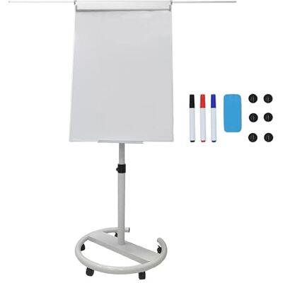 Relaxdays Flipchart Whiteboard, magnetisch, höhenverstellbar, Rollen, Stifte-Ablage, Alu-Rahmen, HxB: 100x70 cm, weiß Relaxdays Flipchart Whiteboard, magnetisch, höhenverstellbar, Rollen, Stifte-Ablage, Alu-Rahmen, HxB: 100x70 cm, weiß
