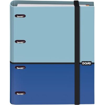 DOHE Ordner mit Nachfüllpack 4-Ring-Ordner, A4 (28x32 cm), 100 karierte Blätter 5x5 mm, 4 bunte Trennblätter, Tasche für zusätzlichen Stauraum und Gummibandverschluss DUO Blau DOHE Ordner mit Nachfüllpack 4-Ring-Ordner, A4 (28x32 cm), 100 karierte Blätter 5x5 mm, 4 bunte Trennblätter, Tasche für zusätzlichen Stauraum und Gummibandverschluss DUO Blau