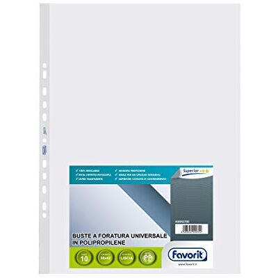 Favorit 400053790 Universal Punch Envelopes, Packung mit 10 Umschlägen, 30 x 42 cm, transparent Favorit 400053790 Universal Punch Envelopes, Packung mit 10 Umschlägen, 30 x 42 cm, transparent