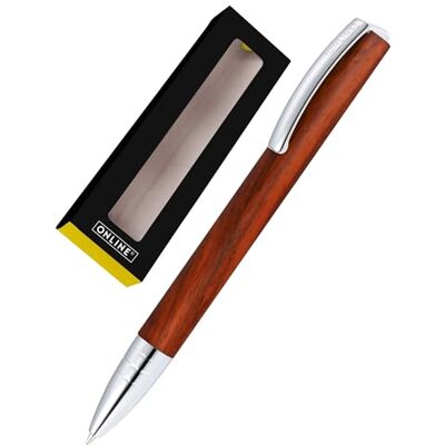 Online Kugelschreiber Vision Nature Rosewood I Eleganter Drehkugelschreiber aus Holz & Metall in hübscher Geschenkbox I Kulli mit internationaler Großraummine in Strichstärke M, Schreibfarbe schwarz Online Kugelschreiber Vision Nature Rosewood I Eleganter Drehkugelschreiber aus Holz & Metall in hübscher Geschenkbox I Kulli mit internationaler Großraummine in Strichstärke M, Schreibfarbe schwarz