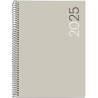 Miquelrius Jahresplaner 2025, 155 x 213 mm, Tagesansicht, flexibler Einband aus Polypropylen, Spiralbindung, Papier 80 g/m², Spanisch, Englisch und Portugiesisch, Grau Miquelrius Jahresplaner 2025, 155 x 213 mm, Tagesansicht, flexibler Einband aus Polypropylen, Spiralbindung, Papier 80 g/m², Spanisch, Englisch und Portugiesisch, Grau
