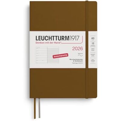 LEUCHTTURM1917 372502 Wochenkalender & Notizbuch Medium (A5) 2026, 12 Monate, Softcover, Spice Brown, Deutsch LEUCHTTURM1917 372502 Wochenkalender & Notizbuch Medium (A5) 2026, 12 Monate, Softcover, Spice Brown, Deutsch